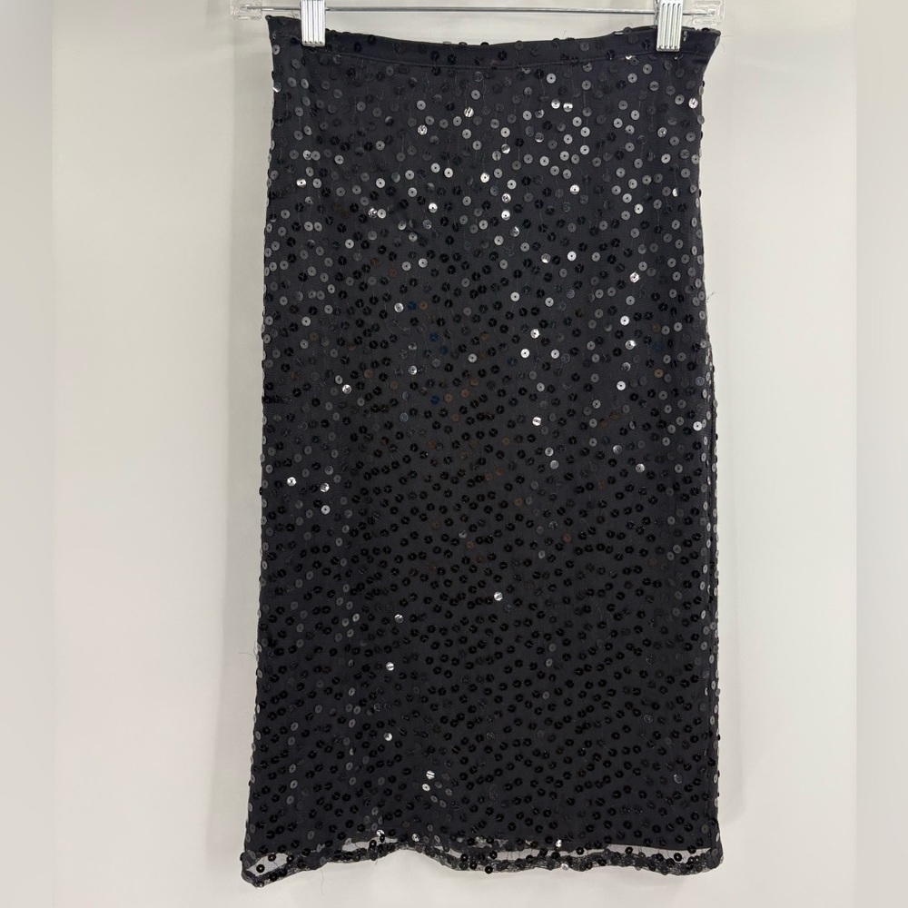 Vintage Y2K 2000s edgy cocktail boho disco sequin midi black skirt size 25